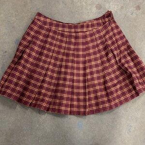 Forever 21 Burgundy Plaid Skater Skirt